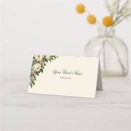 Carte De Placement Ivory Roses & Emerald Your Place at Our Wedding