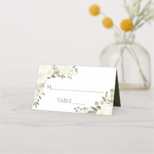 Carte De Placement Ivory White Boho Floral Élégant mariage écriture