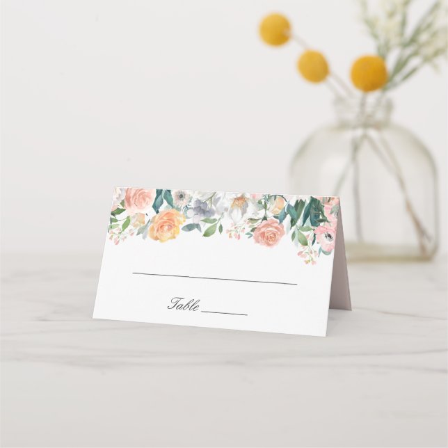 Carte De Placement Jardin blanc rose pâle Jardin Floral Mariage (Devant)