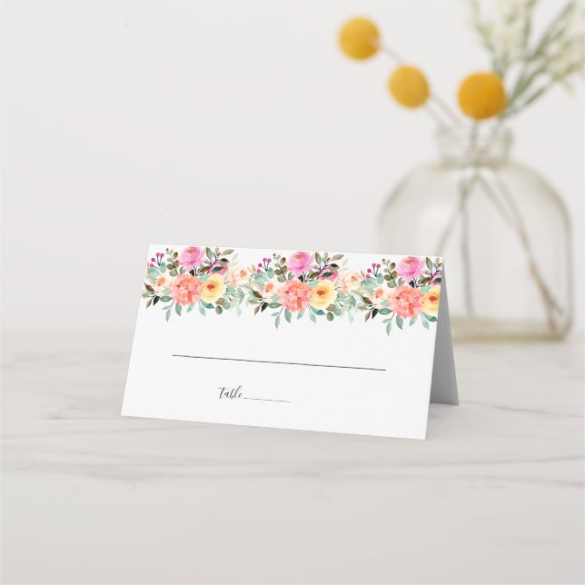 Carte De Placement Jardin d'été Aquarelle Mariage floral (Devant)
