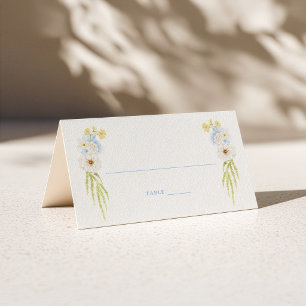 Carte De Placement Jaune Beurre Bleu Bébé Floral Mariage