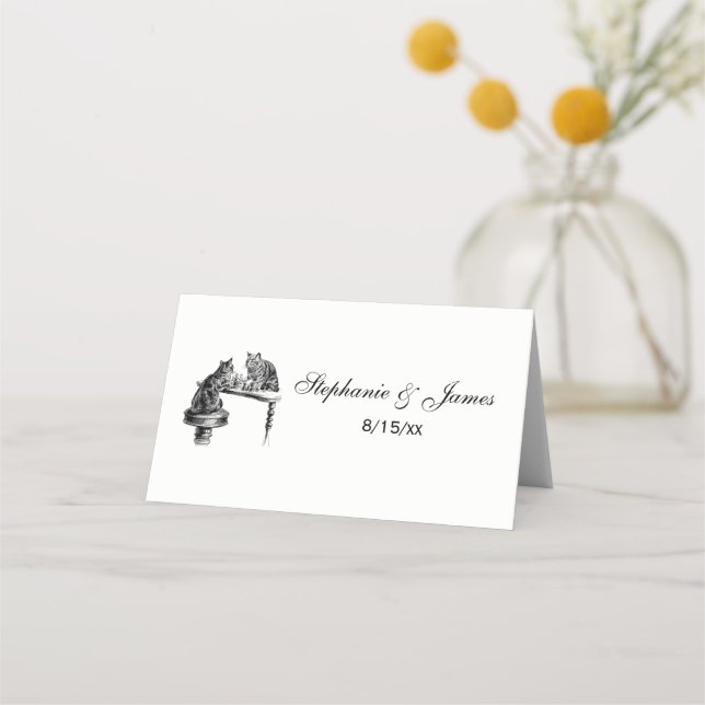 Carte De Placement Jeux de société : Deux chats jouant à un match d'é (Devant)