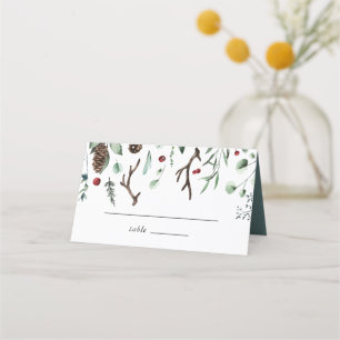 Carte De Placement Joie de Noël   Elégante aquarelle Mariage d'hiver