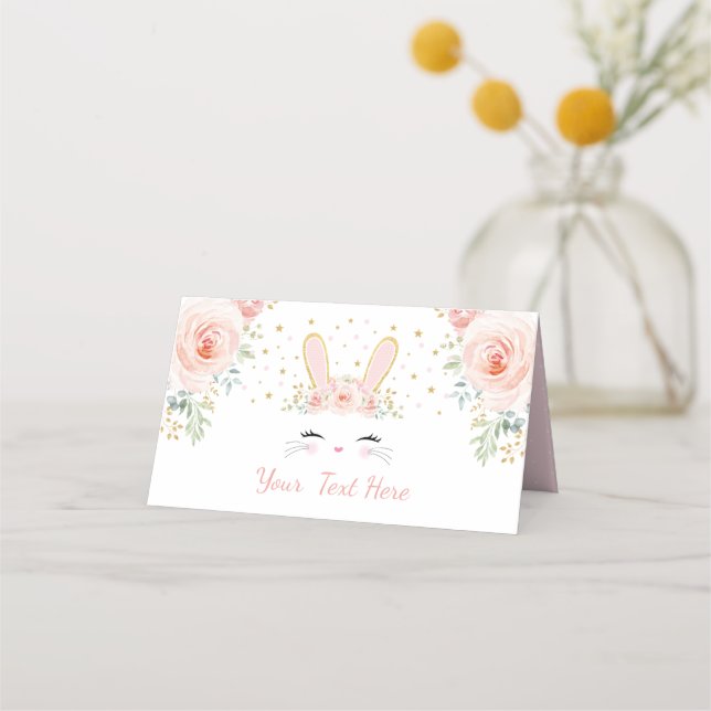 Carte De Placement Joli lapin rose floral lapin Baby shower Anniversa (Devant)