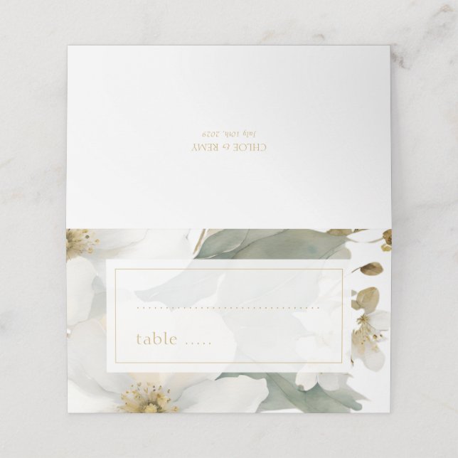 Carte De Placement Joli Mariage de feuillage floral (Extérieur déplié)