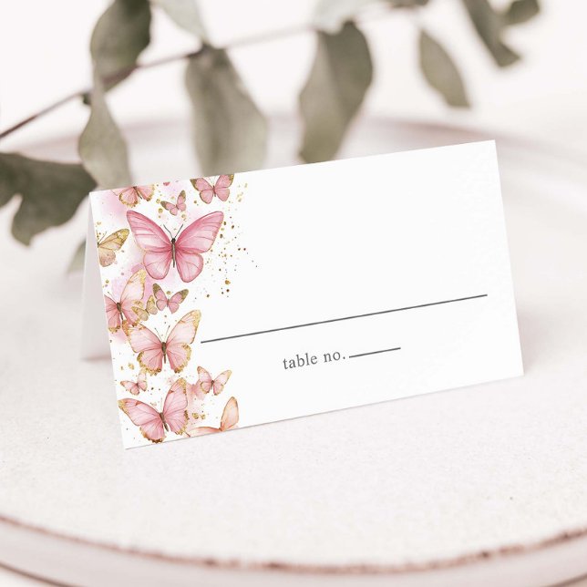 Carte De Placement Joli Papillons rose doux 16 Quince Anniversaire (Créateur téléchargé)