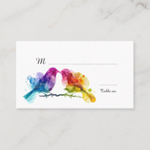 Carte De Placement Joli texte au fond Rainbow Lovebirds