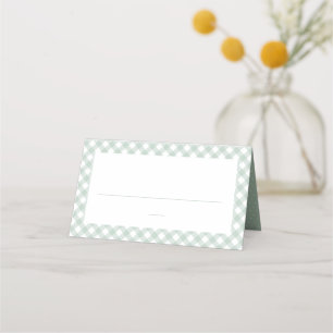 Carte De Placement Joli vert en vichy simple baby shower neutre