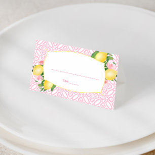 Carte De Placement Jolie Baby Shower aux Citrons Roses et Blancs pour