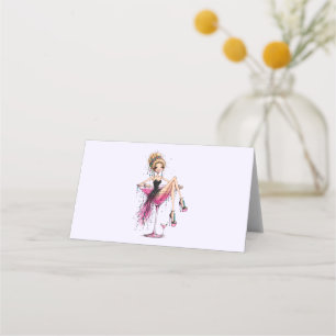 Carte De Placement Jolie femme aguicheuse dans un verre à Martini