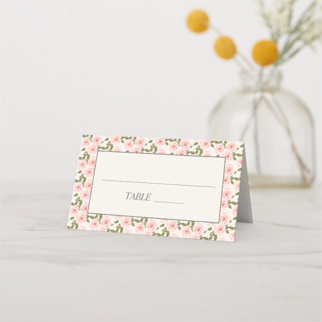Carte De Placement Jolie florale rose saumon printemps  (Devant)