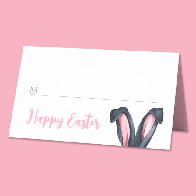 Carte De Placement Jolies Oreilles de Lapin Joyeuses Pâques (Cute Bunny Ears Happy Easter Place Card)