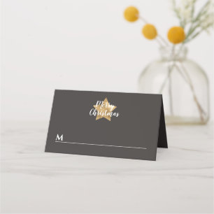 Carte De Placement Joyeux Noël Gold Star Brown