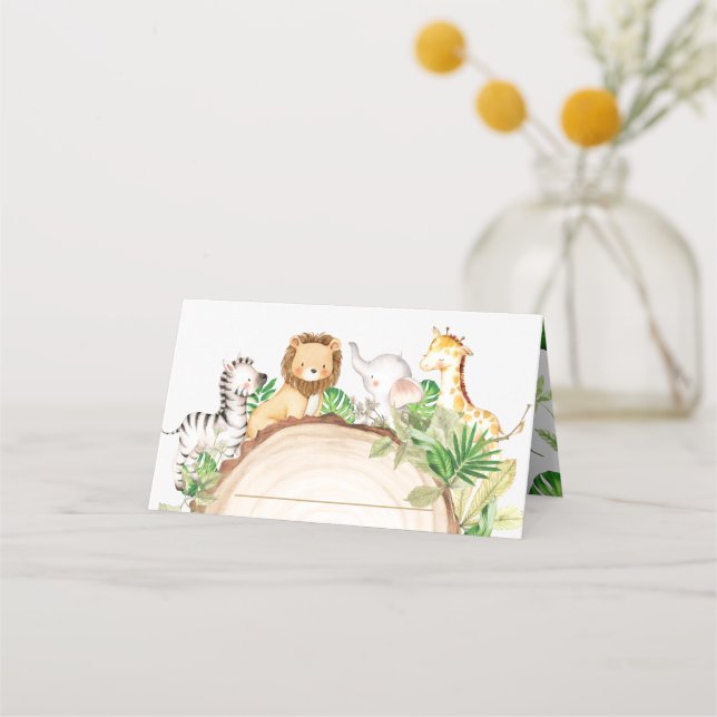 Carte De Placement Jungle Animaux 1er anniversaire Baby shower Verdur (Devant)