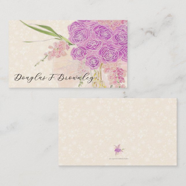 Carte De Placement La Boca Golden rose Blush Bow and Bouquet  (Devant / Derrière)