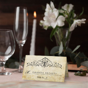 Carte De Placement La collection de mariage vintage fleurie et ornée