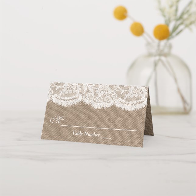 Carte De Placement La collection de Mariages Burlap & Lace (Devant)