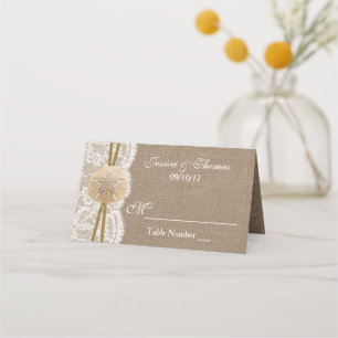 Carte De Placement La collection de mariages de plage de sable rustiq