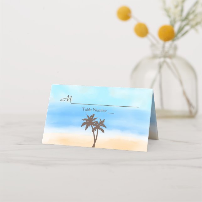 Carte De Placement La collection de mariages Watercolor Beach (Devant)