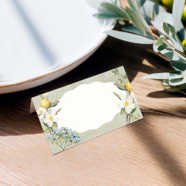 Carte De Placement La Dolce Vita Lemon Floral Plaqué Carte Place (Lemon floral wedding place card—adds charm while guiding guests to their seats.)