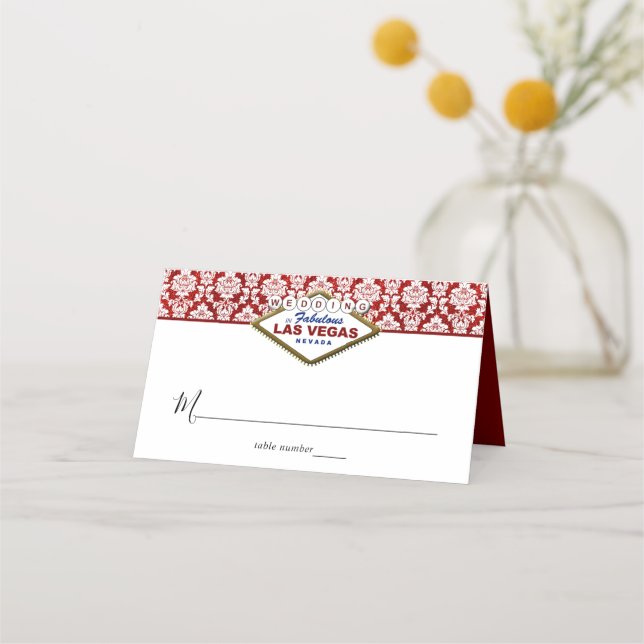 Carte De Placement La Parties scintillant Damask Las Vegas Mariage Co (Devant)