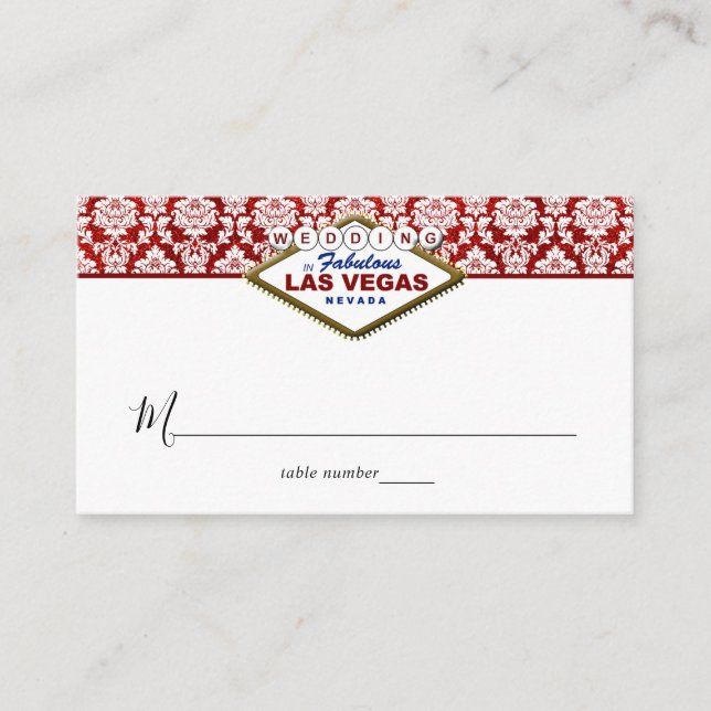 Carte De Placement La Parties scintillant Damask Las Vegas Mariage Co (Devant)