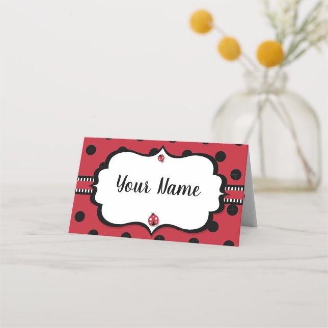 Carte De Placement Ladybug / Ladybird Folded Place Card (Devant)
