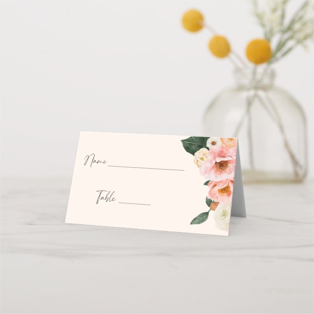 Carte De Placement Lancement de mariage floral moderne aquarelle rose (Devant)