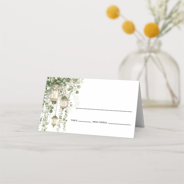 Carte De Placement Lanterne Eucalyptus Vert Sauge  (Devant)