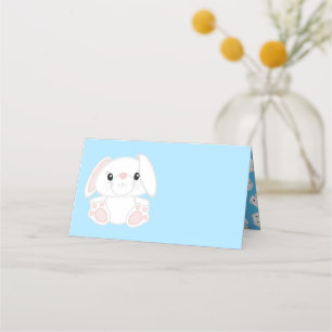 Carte De Placement Lapin Baby shower lapin bleu