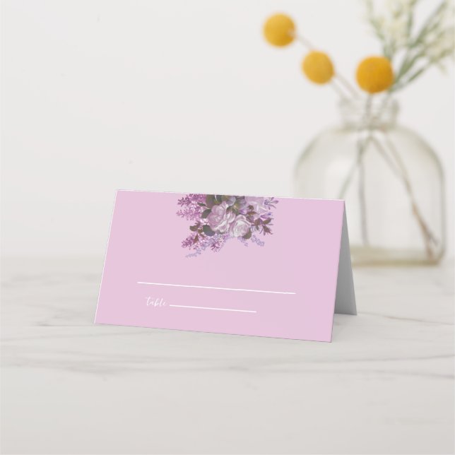 Carte De Placement Lavande, Lilacs, Roses, Mariage (Devant)