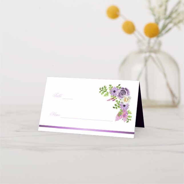 Carte De Placement Lavande moderne Mariage Floral Carte Place (Devant)