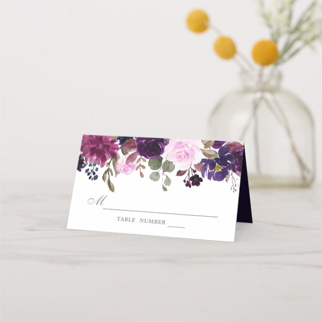 Carte De Placement Lavande violette Floral Boho Mariage Place Card (Devant)