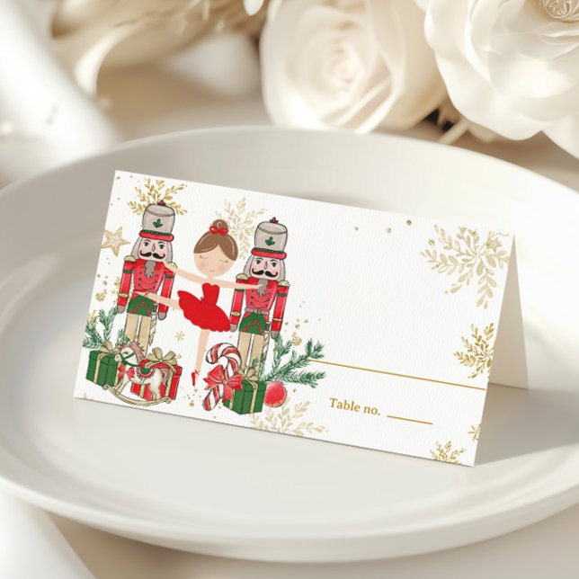 Carte De Placement Le ballet de Noël Casse-Noisette Brunette Tutu rou (Créateur téléchargé)