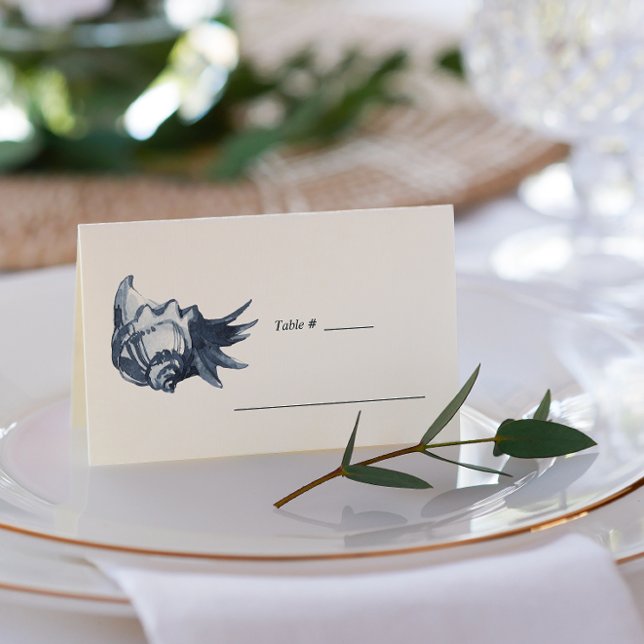 Carte De Placement Le coquillage bleu | Table Mariage nautique (Créateur téléchargé)