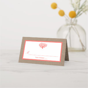 Carte De Placement Le Corail Sur Burlap Boho Beach Wedding Collection