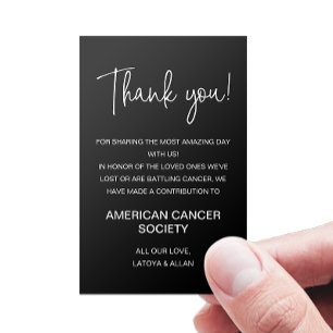 Carte De Placement Le Merci Blanc Noir Fait Un Don Au Mariage De La C