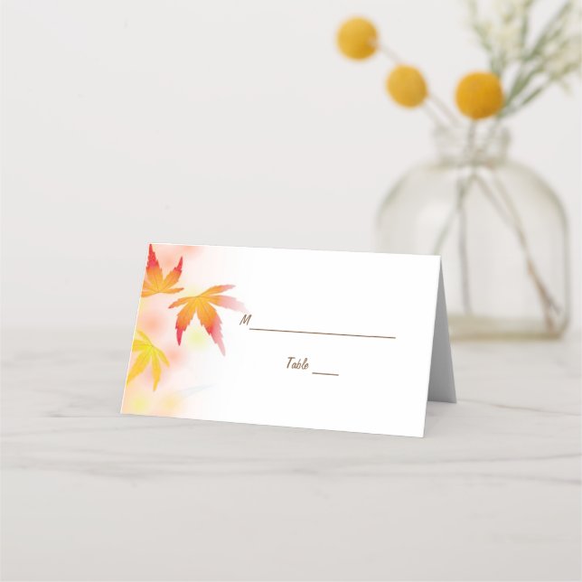 Carte De Placement Les Feuilles Automne Tombent Dans L'Amour Mariage  (Devant)