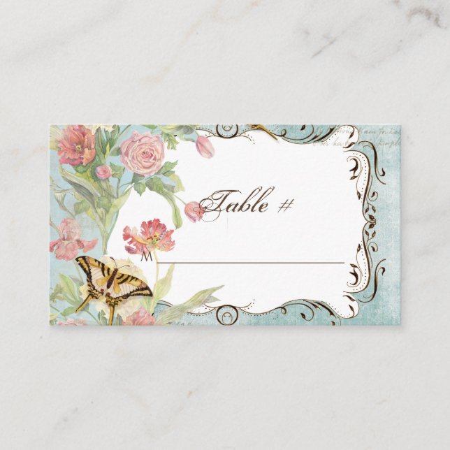 Carte De Placement Les Fleurs Peony Rose Tulip Floral Flowers Mariage (Devant)