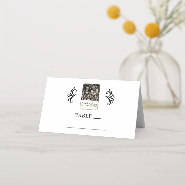 Carte De Placement LES SQUELETTES DU TAROT DU MARIAGE Mariée & Mari (Devant)