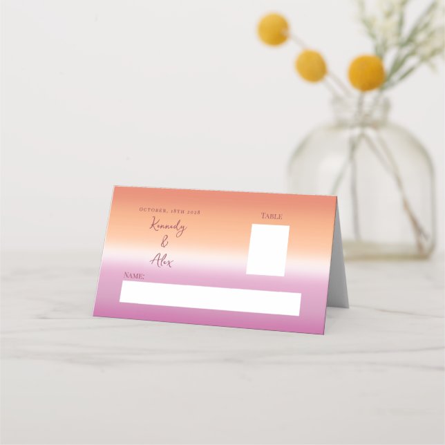 Carte De Placement Lesbian Wedding Pride Flag Gradient Place Cards (Devant)