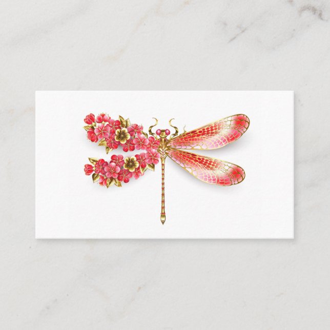 Carte De Placement libellule de fleurs avec sakura de bijoux (Devant)