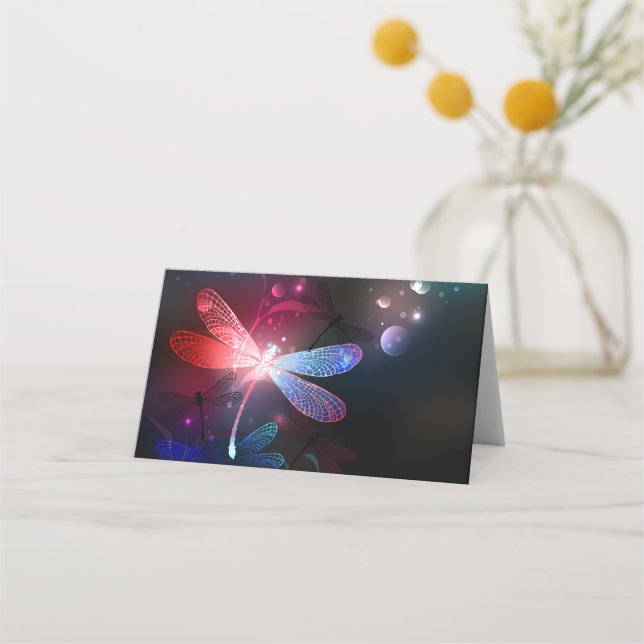Carte De Placement libellule rouge brillante (Devant)