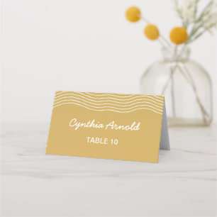 Carte De Placement Lignes mariages Gold White Wavy Élégantes minimali