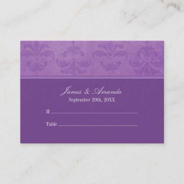 Carte De Placement Lilac Mariage damassé Escort (Devant)