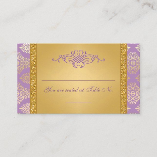 Carte De Placement Lilac, Parties scintillant FAUX, Mariage damassé P (Devant)