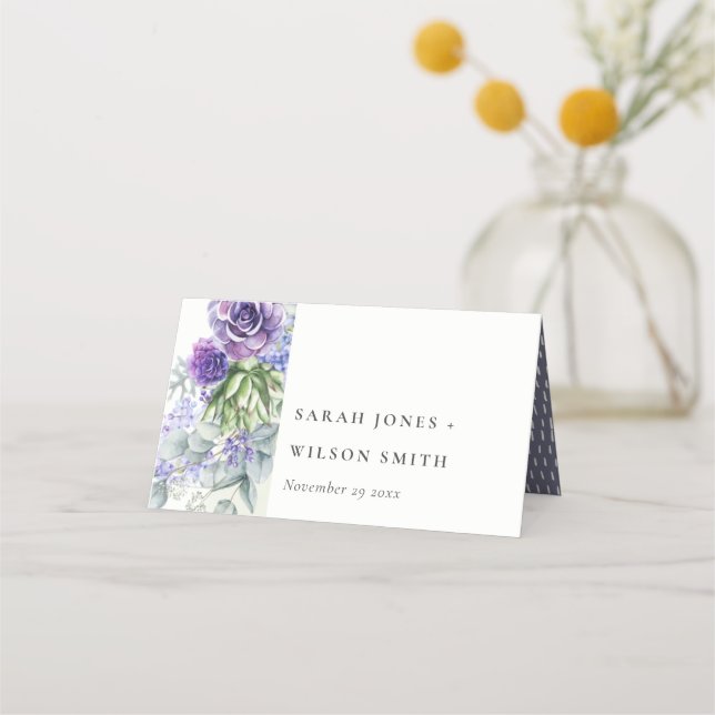 Carte De Placement Lilac Succulent Eucalyptus Mariage de cadre botani (Devant)