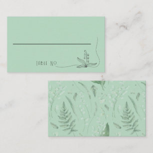 Carte De Placement Lily de Vallée avec des fougères Vert doux