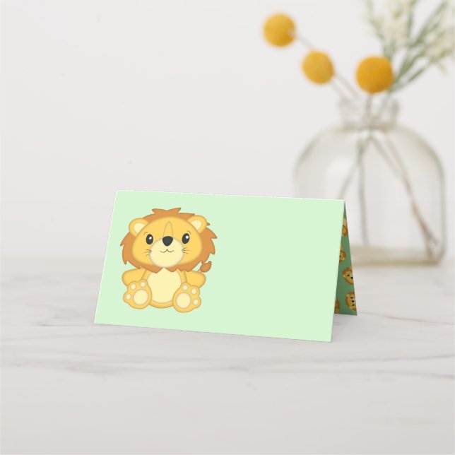 Carte De Placement Lion Baby shower vert (Devant)