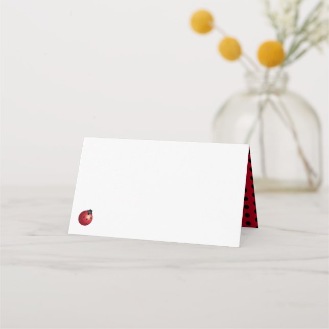 Carte De Placement Little Ladybug One First Birthday Red Black Dots (Devant)